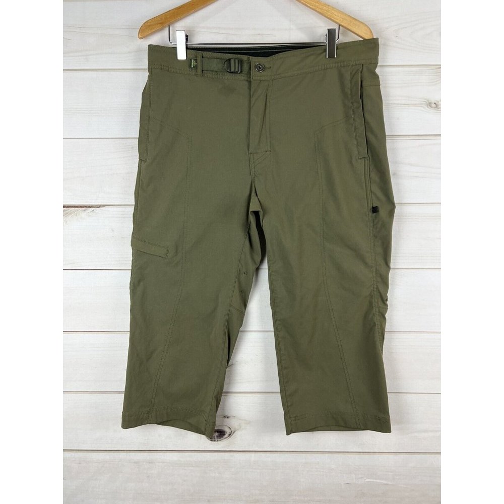 PRANA Pants Womens Medium Green Pillar Cropped Capri Pockets Hiking Excellent